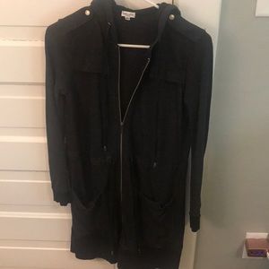 Splendid Gray/ Black Oversized Zip Up Sweatshirt